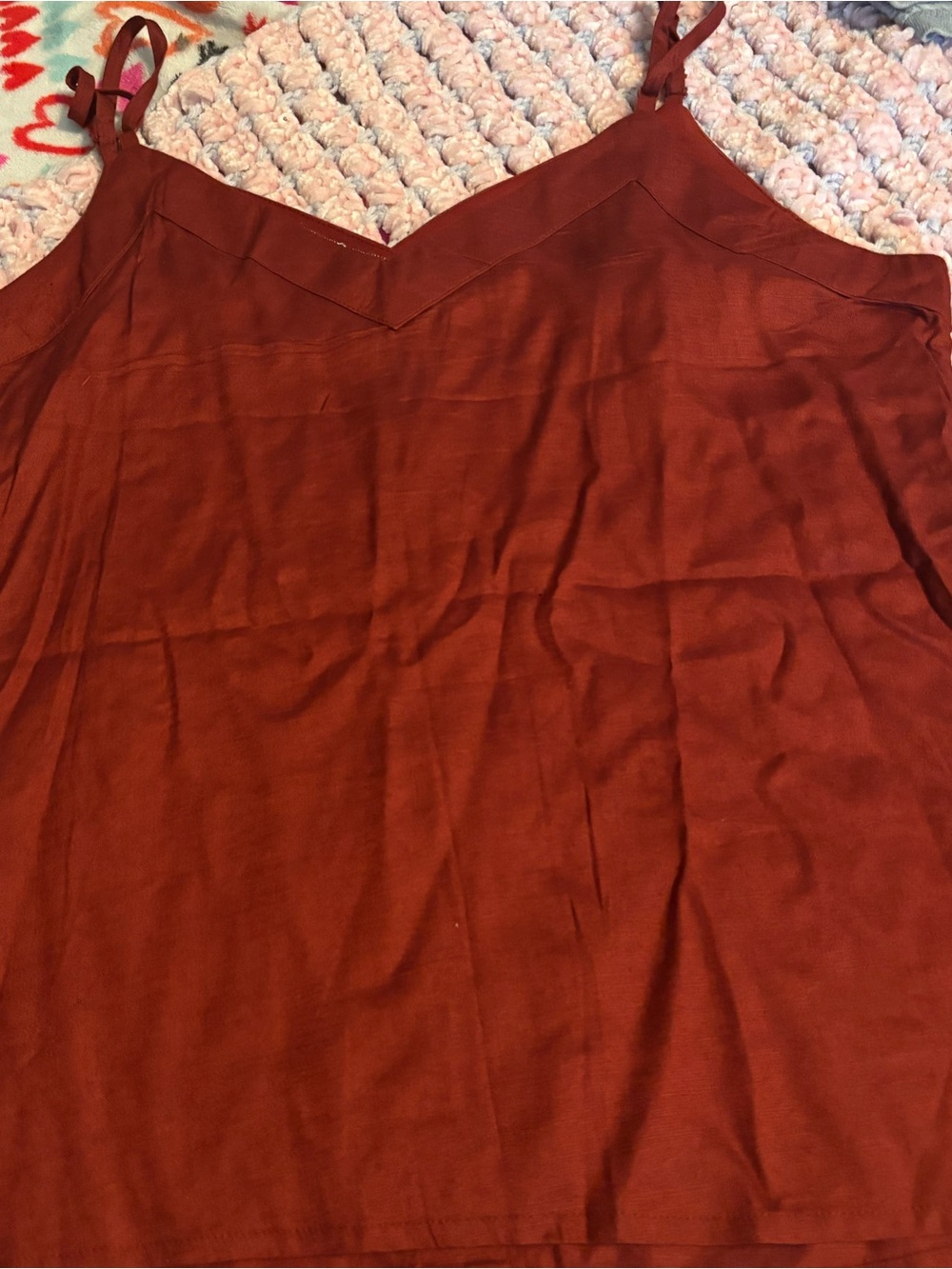 Rust Button-Front Spaghetti Strap Camisole - Picture 3 of 4